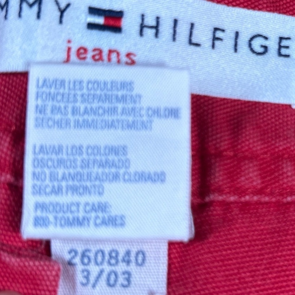 Tommy Hilfiger Jeans Womens Shorts Red Cotton Canvas Utility Size 14 Y2K 2003 - Picture 6 of 6